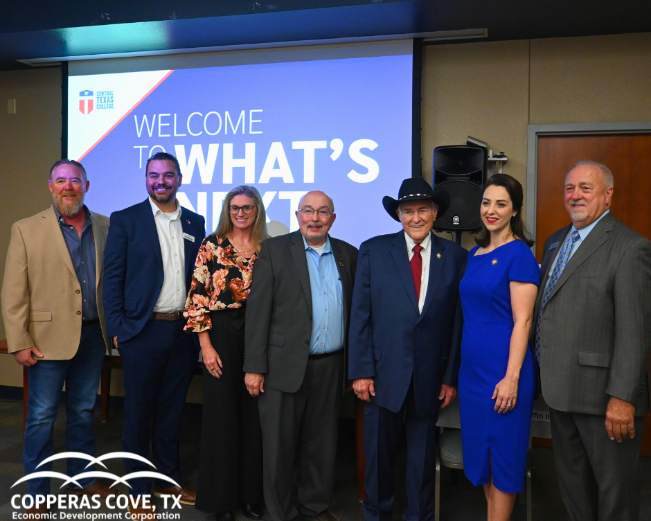 Copperas Cove EDC stands with Congressman Carter, Representative Hickland, and Mayor Yancey