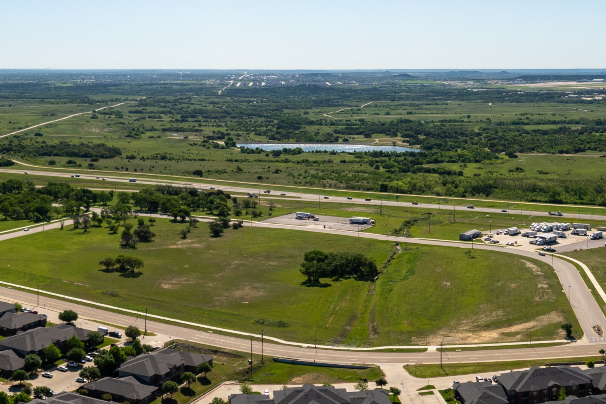 aerial photo of the narrows business park land with copperas cove area in the background