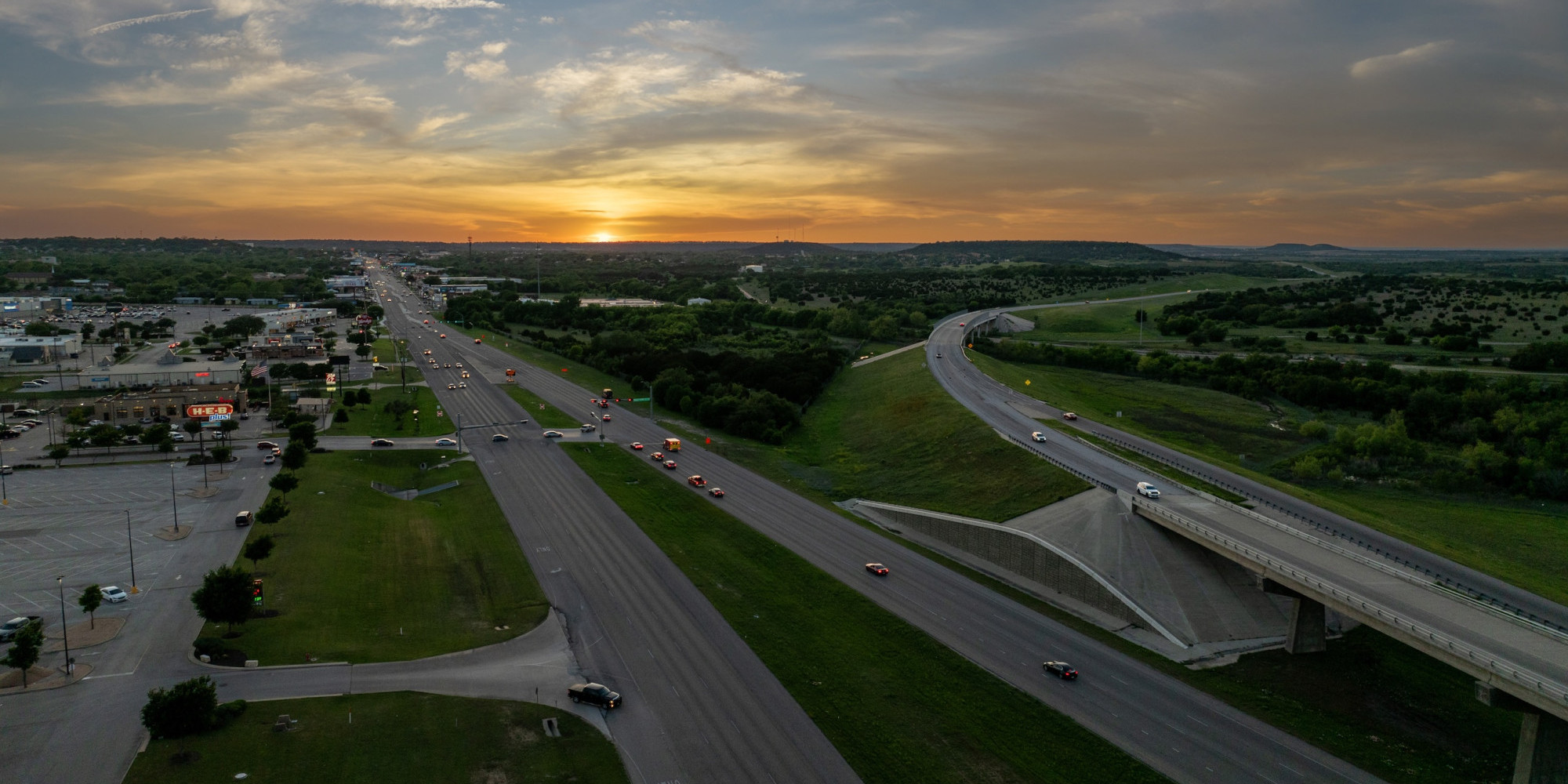 aerial view of highway