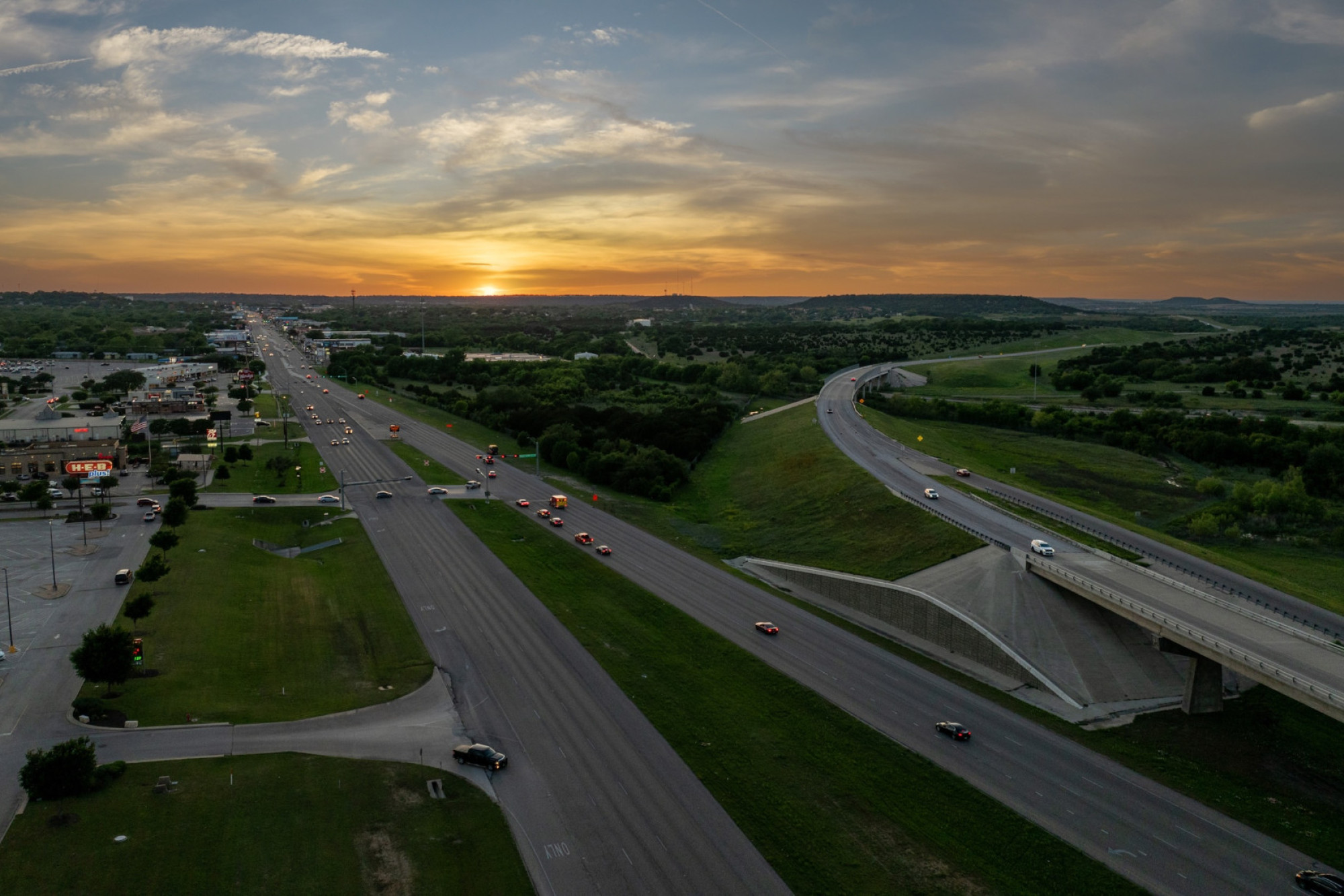 aerial view of highway